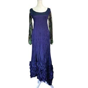 Lee Andersen‎ Custom Crushed Pompeii Purple Iris Dress Ruffle-Hem Maxi (Size XS)